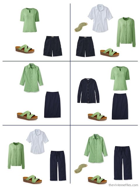 six ways to wear greenery with navy and white