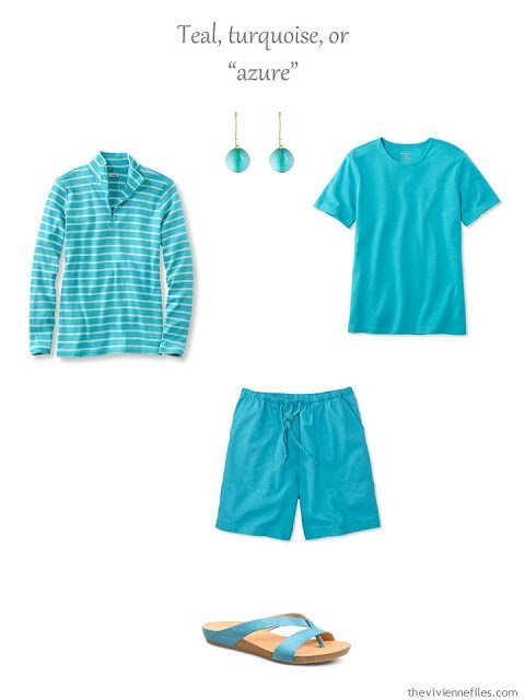 a French 5-Piece Wardrobe in turquoise, for warm weather