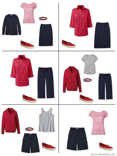 six ways to wear navy and white with a red accent during warmer weather