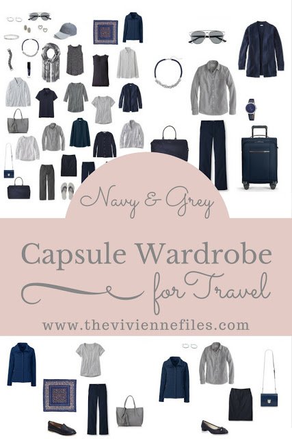 How to Choose Accessories for Travel: a Navy and Grey Travel Capsule Wardrobe