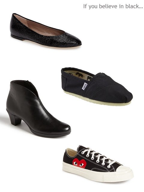 a New York assortment of black shoes