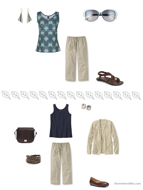 2 ways to style beige linen capris for a summer vacation