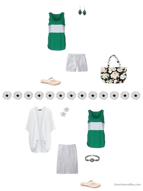 how to style a green and white top for summer