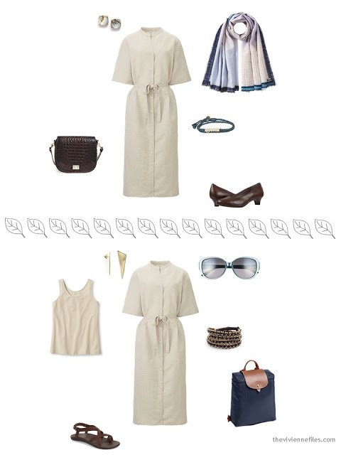 2 ways to style a beige dress for a summer vacation