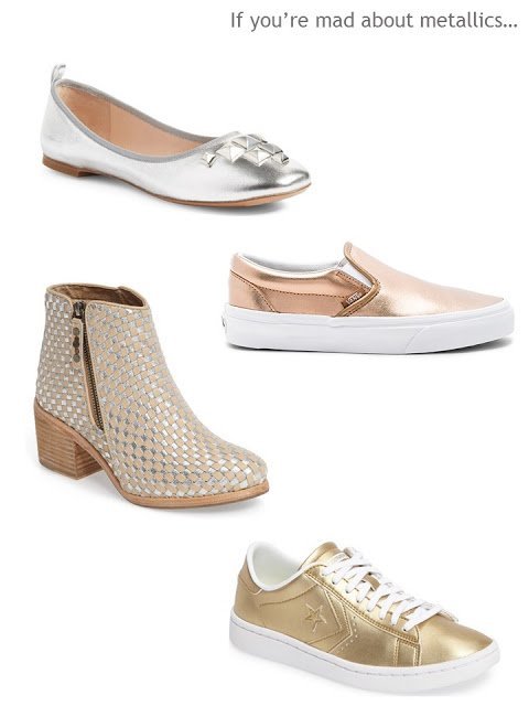 a metallic shoe mini-wardrobe