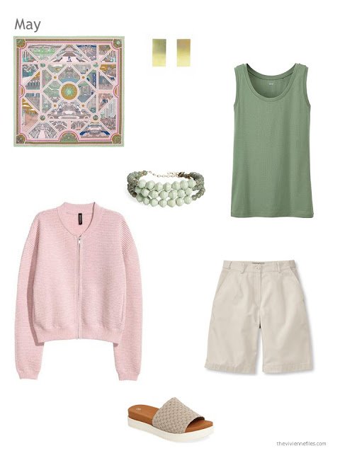 how to wear pink, green and beige in warm weather