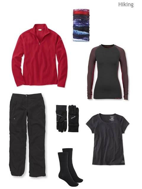 cluster of clothing for cold-weather hiking