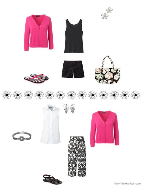 how to style a hot pink cardigan for summer