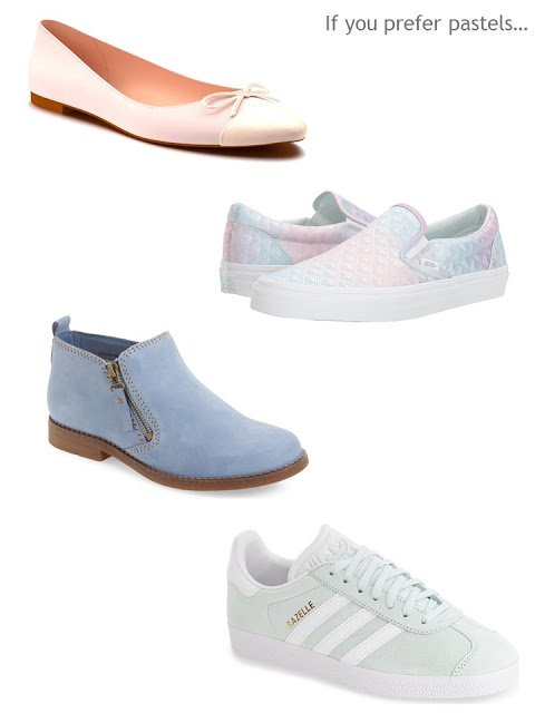 Four pairs of pastel shoes