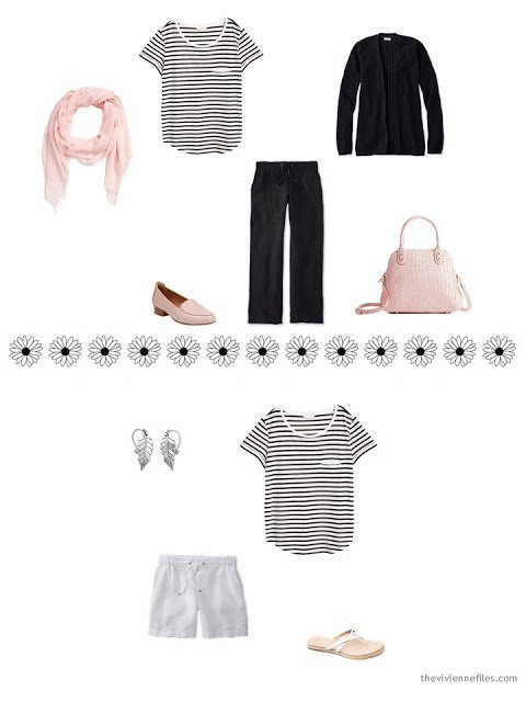 how to style a black and white striped tee shirt for warm weather