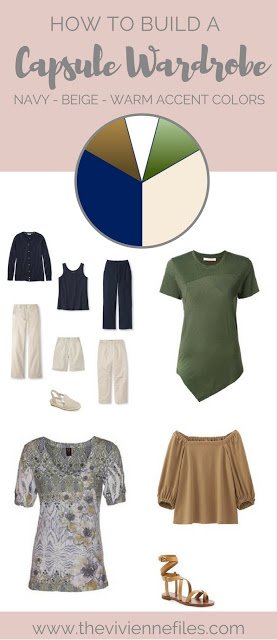 Warm Neutrals Camel and Mossy Green Accenting Navy and Beige