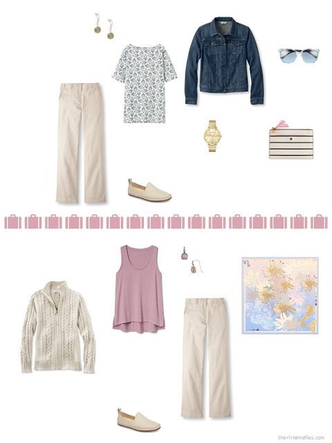 2 ways to style khaki pants from a travel capsule wardrobe