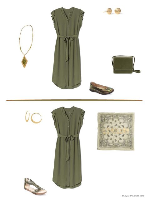 two ways to style an olive dress for summer