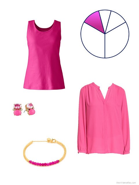 hot pink additions to a beige and navy based travel capsule wardrobe