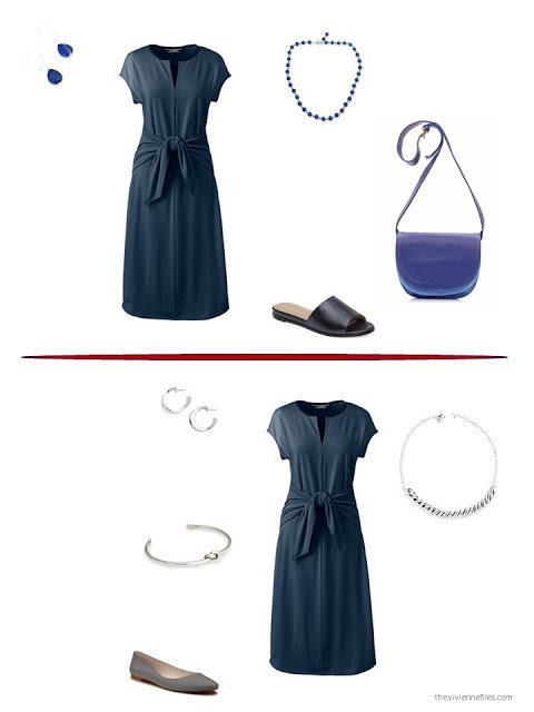 two ways to style a navy dress for summer