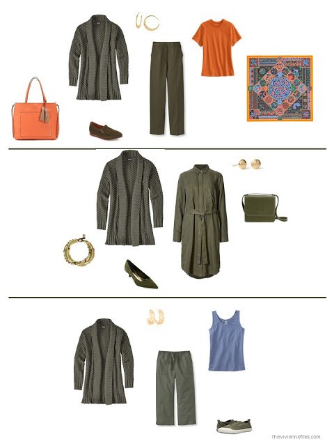3 ways to style an olive cardigan in a capsule wardrobe