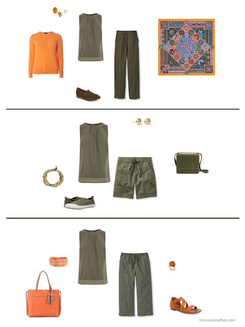 3 ways to style an olive top in a capsule wardrobe