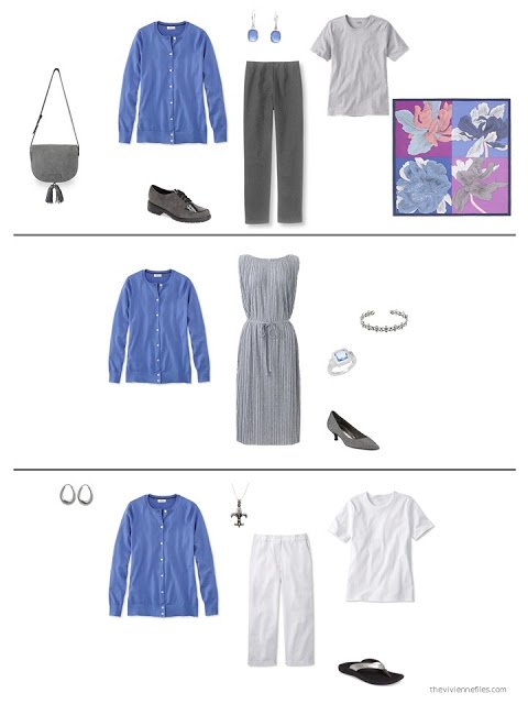 3 ways to style a blue cardigan in a capsule wardrobe