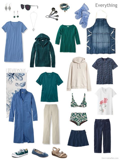 a travel wardrobe for a cool summer weekend at the lake house