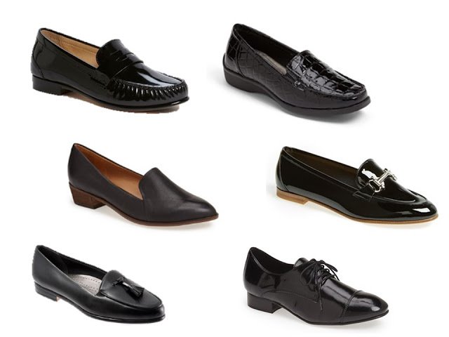 six pairs of classic black shoes