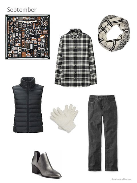 black and white fall and winter outfit