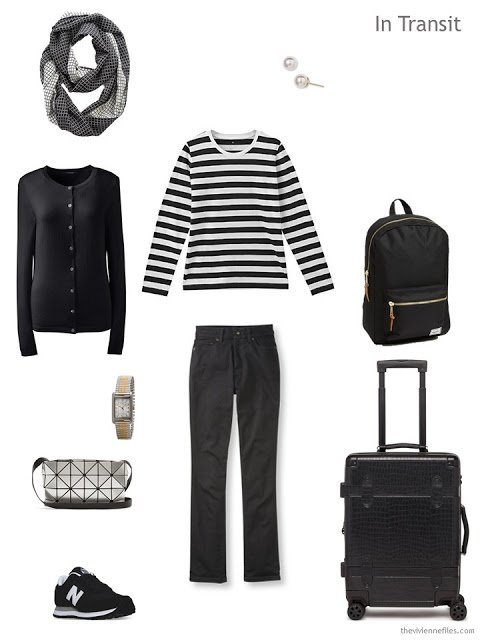 travel outfit in black and white for Paris autumn 2017