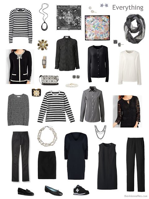 travel capsule wardrobe in black and white for Paris autumn 2017