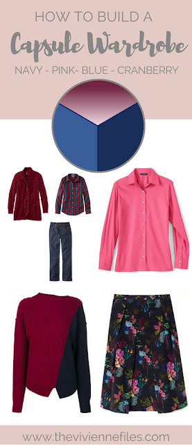 How to build a capsule wardrobe in navy, blue, pink, and cranberry