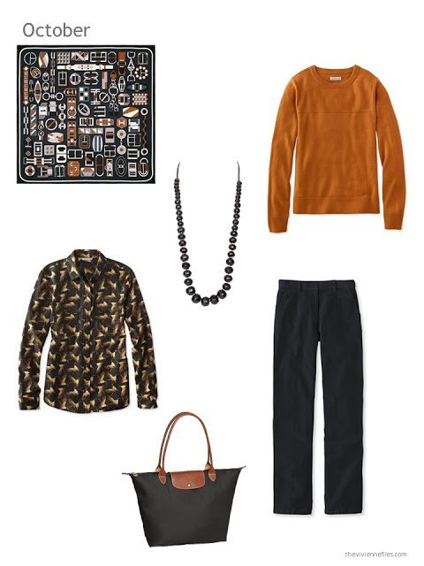 autumn outfit in orange and black