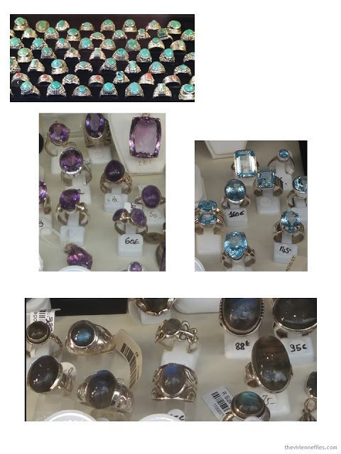 semi-precious stone rings in Paris store windows October 2017