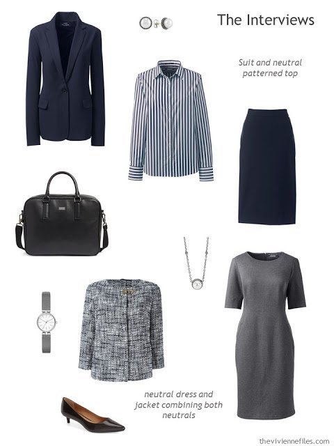 five-piece job interview wardrobe for a conservative office