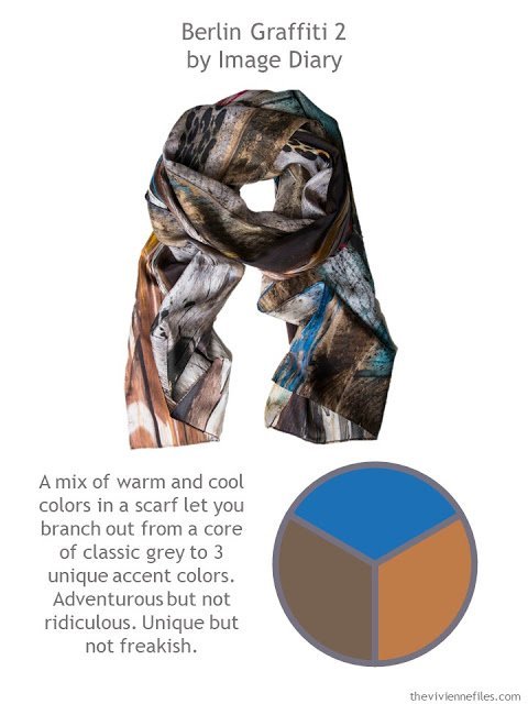 Berlin Grafitti 2 scarf with style guidelines and color palette