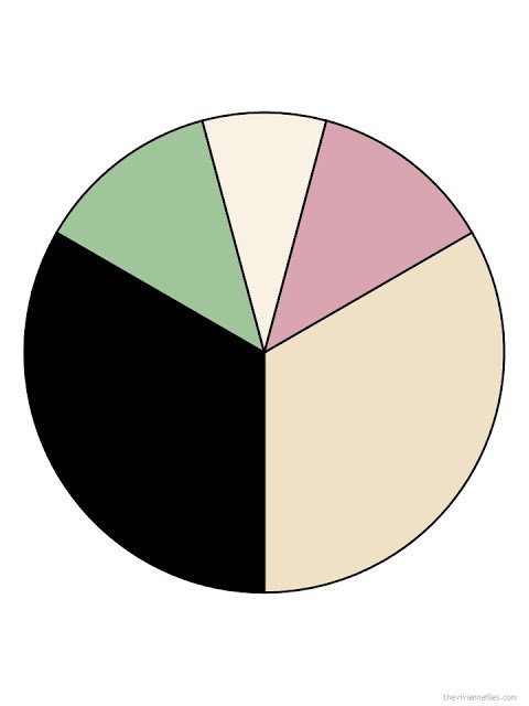 black, khaki, soft leaf green, beige and soft rose pink