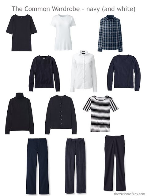 The Common Wardrobe in navy and white