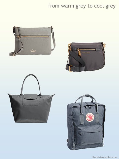 grey handbags from warm grey to cool grey