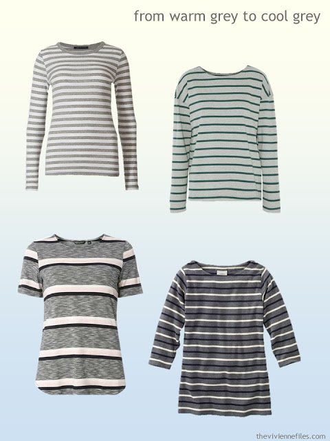 grey striped tops from warm grey to cool grey