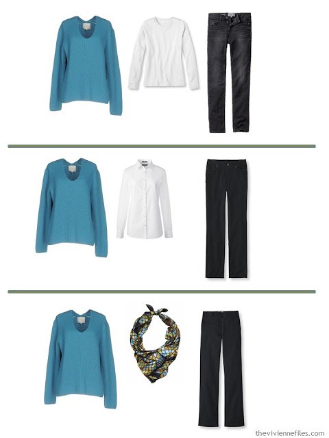 3 ways to wear a turquoise sweater