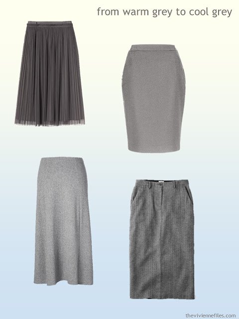 grey skirts from warm grey to cool grey