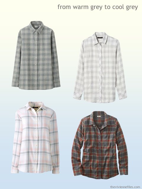 grey plaid shirts from warm grey to cool grey