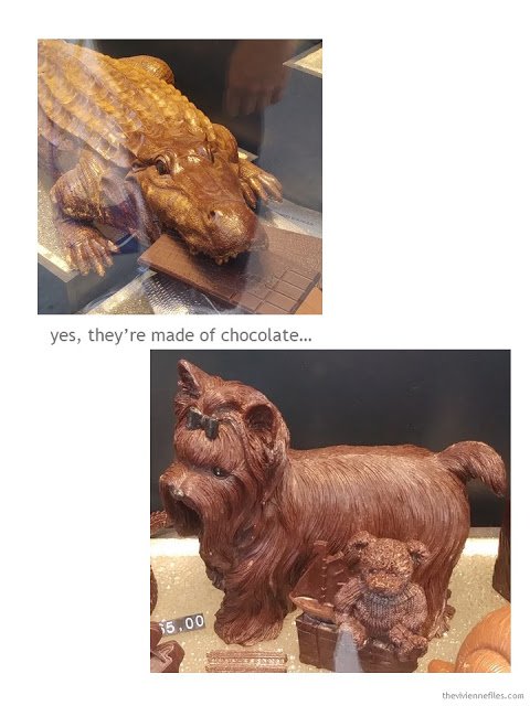 chocolate animals in Paris shop windows October 2017