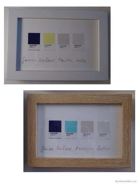 framed Pantone swatches in a coffee shop in Paris October 2017