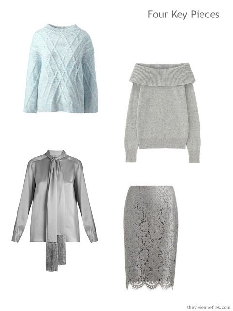 Four Key Pieces in mint and silver grey for the holidays