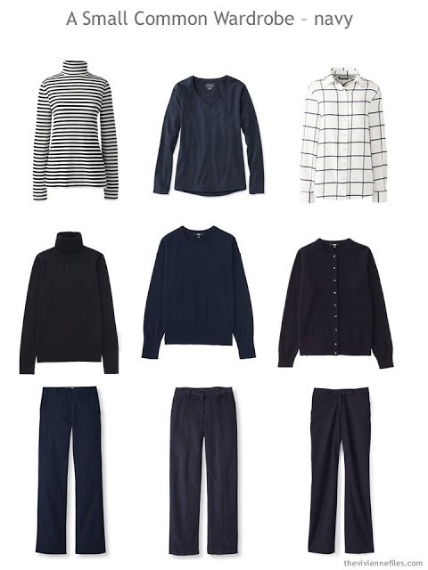 A Common Wardrobe in navy and white for cold weather