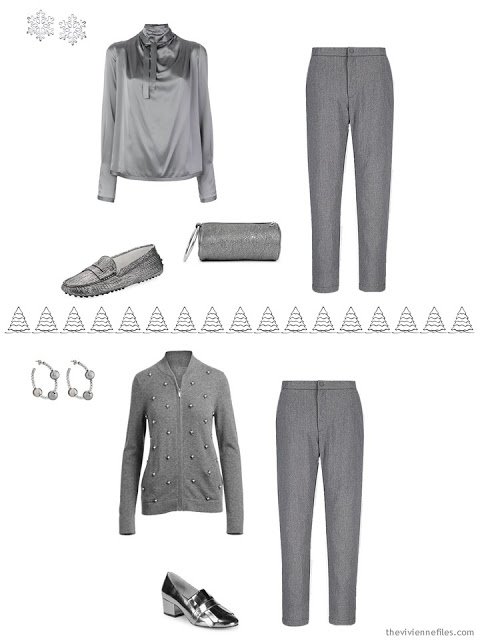 2 grey outfits for the winter holidays