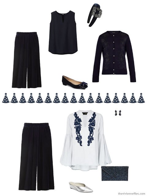 2 outfits in navy for the December and January holidays 