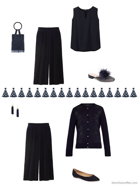 2 outfits in navy for the December and January holidays 