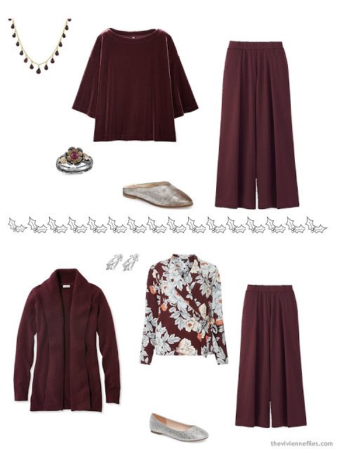 2 wine outfits for the winter holidays
