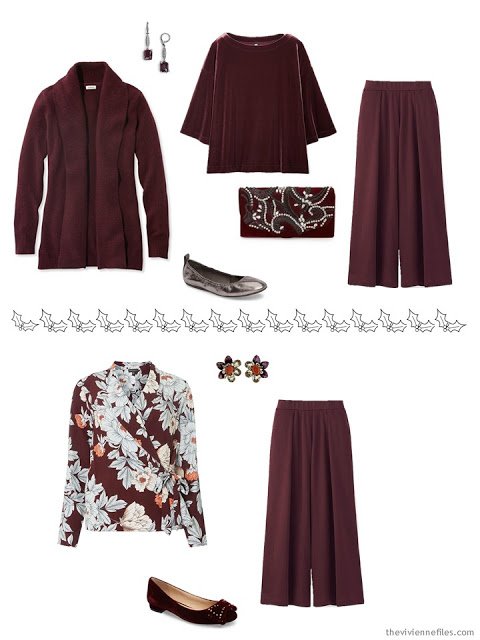 2 wine outfits for the winter holidays
