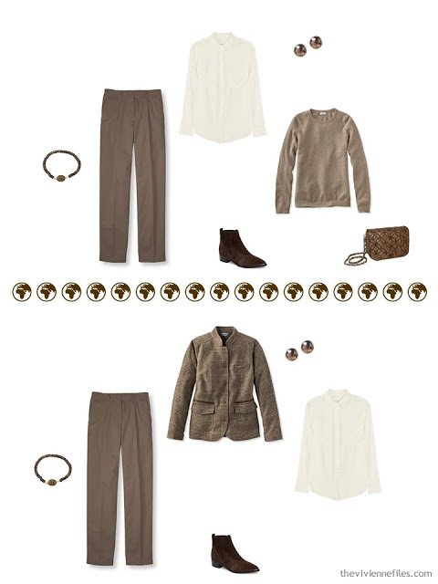2 ways to wear brown trousers in a 4 by 4 Wardrobe