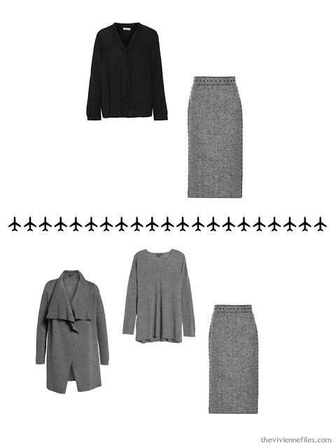 2 ways to wear a grey tweed skirt